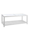 Table basse bois blanc et verre 