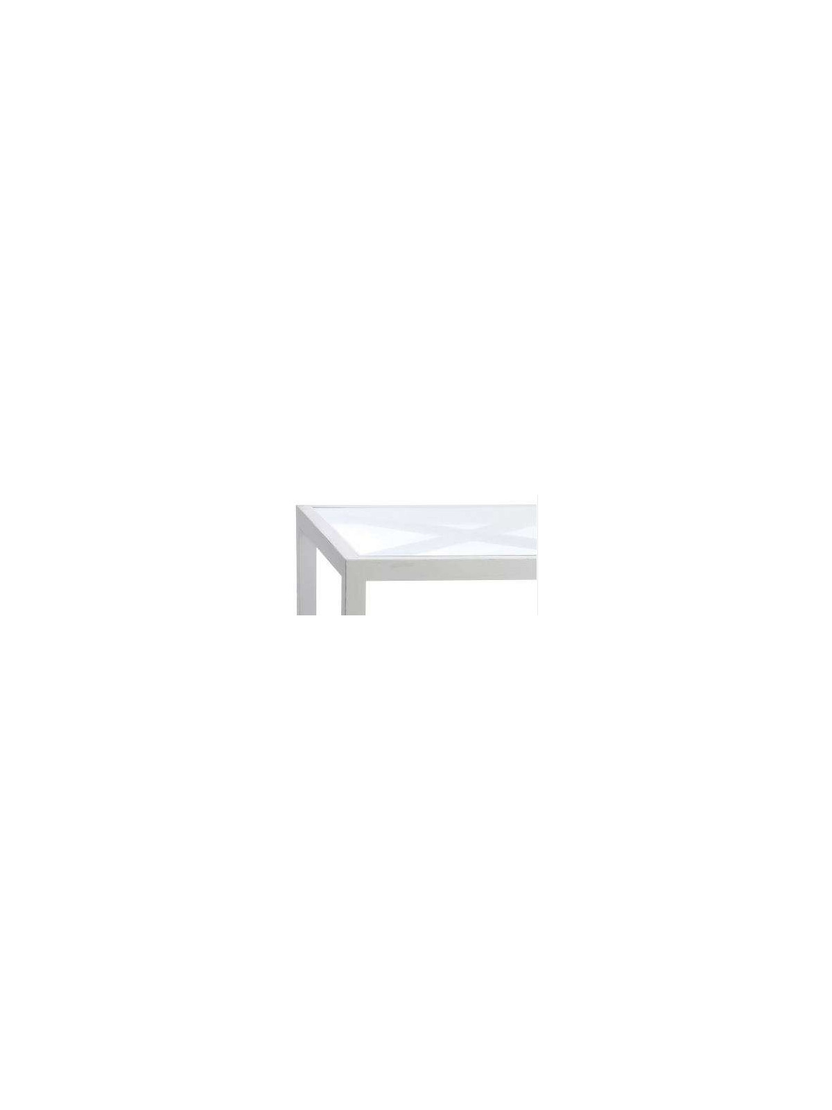 Table basse bois blanc et verre 