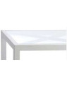Table basse bois blanc et verre 