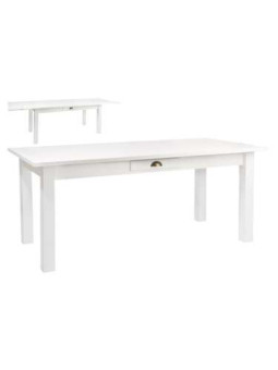Table bois blanc 180 cm avec rallonge