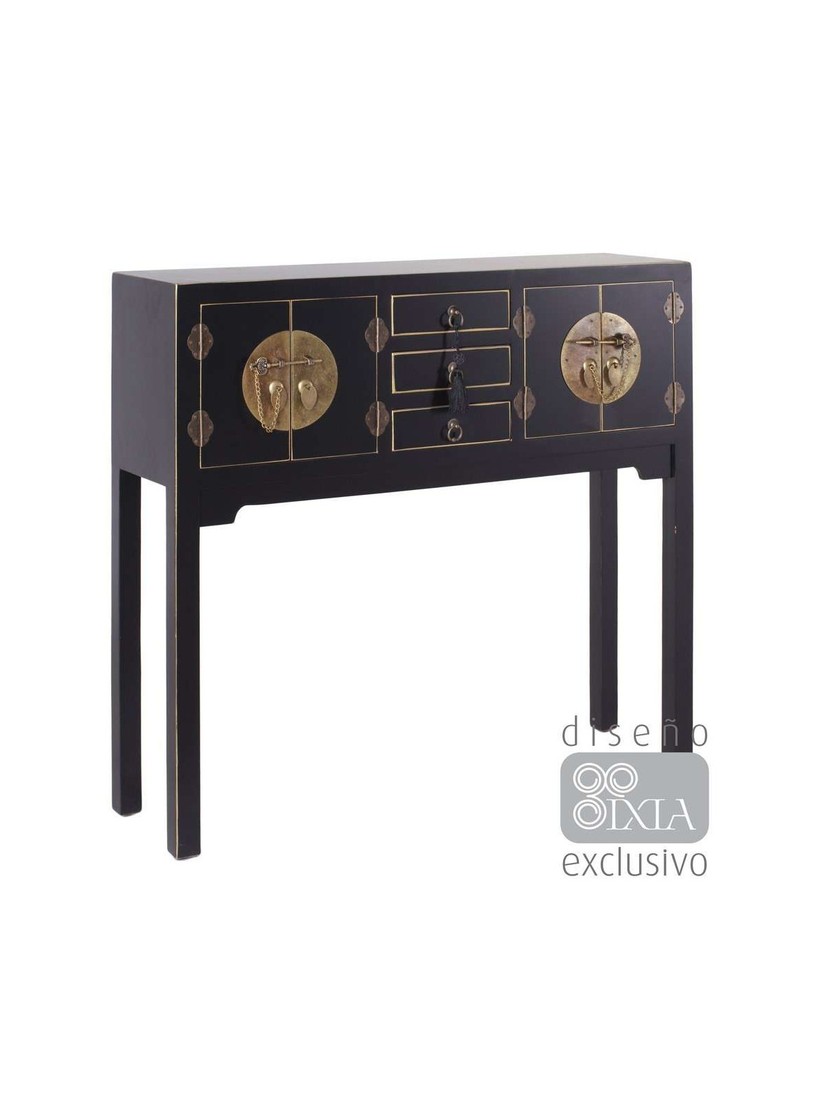 Console chinoise noire et or