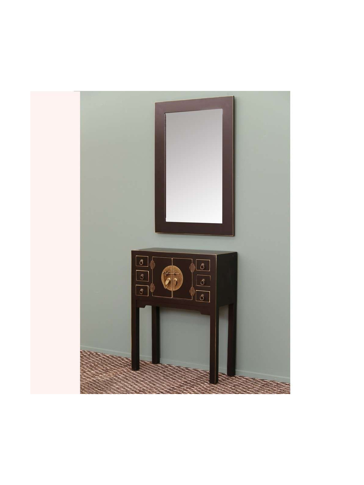 Console chinoise noire 6 tiroirs