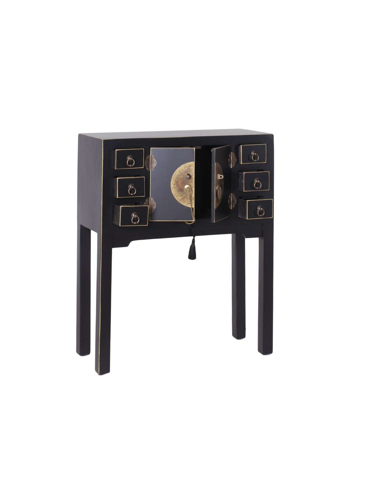 Console chinoise noire 6 tiroirs