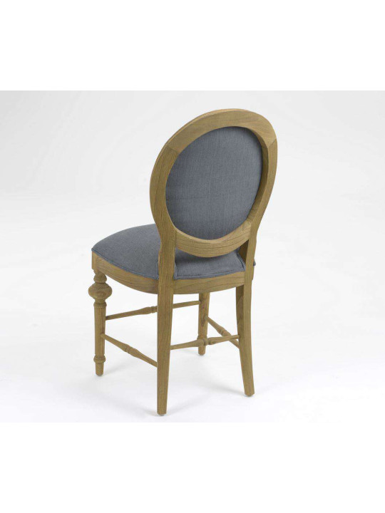 Chaise médaillon grise bois cérusé 