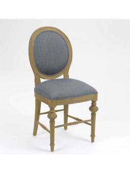 Chaise médaillon grise bois cérusé 