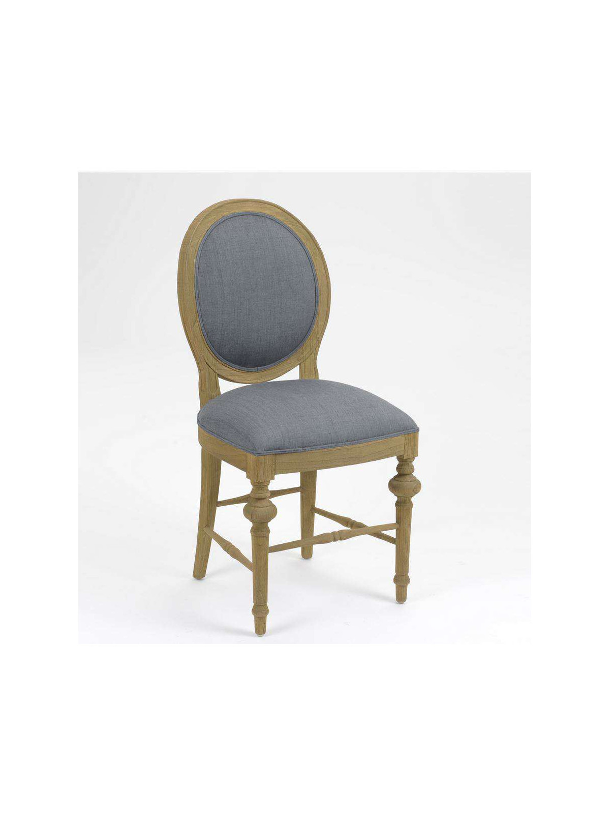 Chaise médaillon grise bois cérusé 