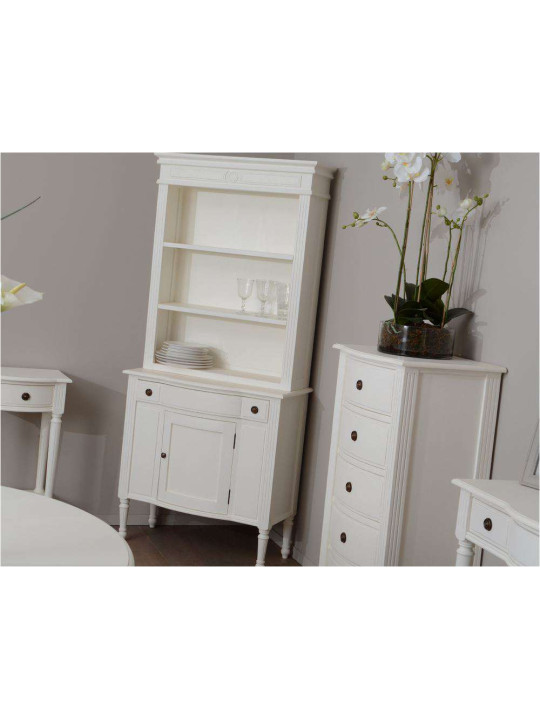 Vaisselier bois blanc et gris patiné shabby