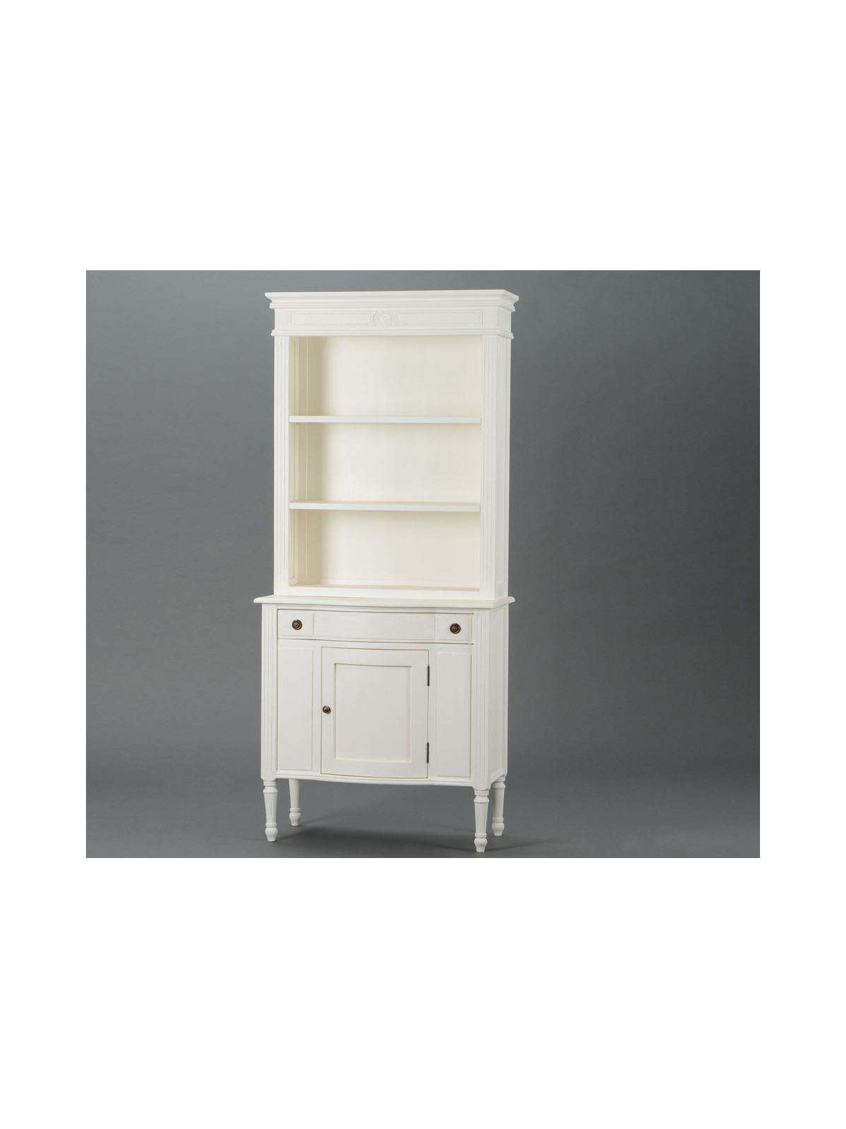 Vaisselier bois blanc et gris patiné shabby