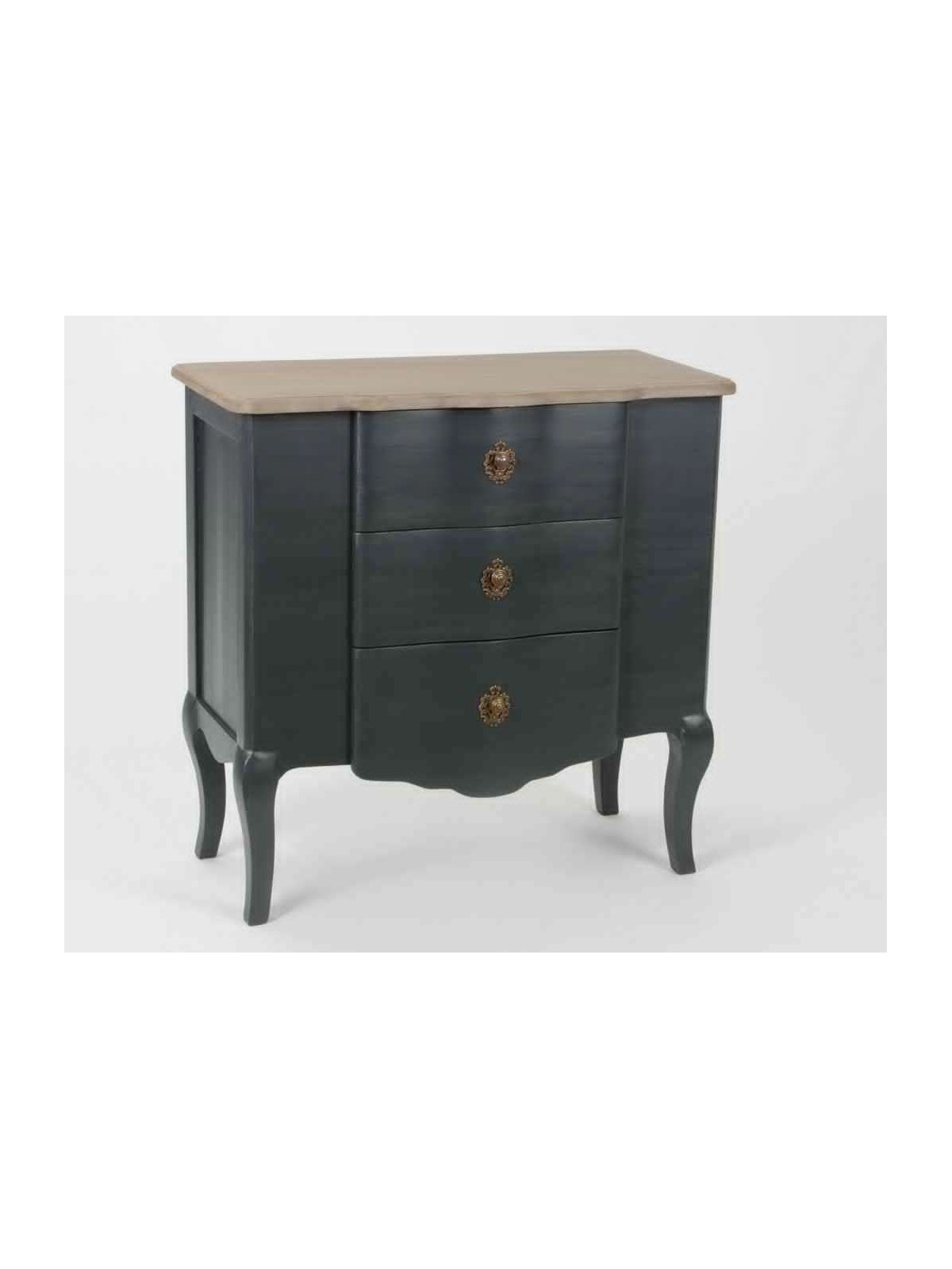 Petite commode de salon grise 3 tiroirs