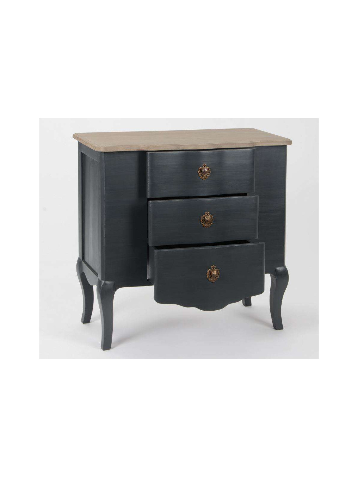 Petite commode de salon grise 3 tiroirs