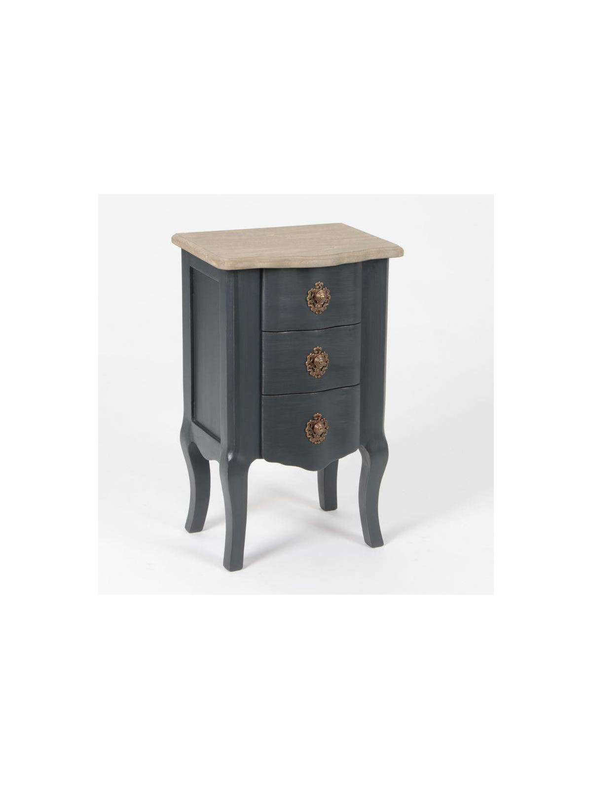 Table de nuit grise élégante 3 tiroirs