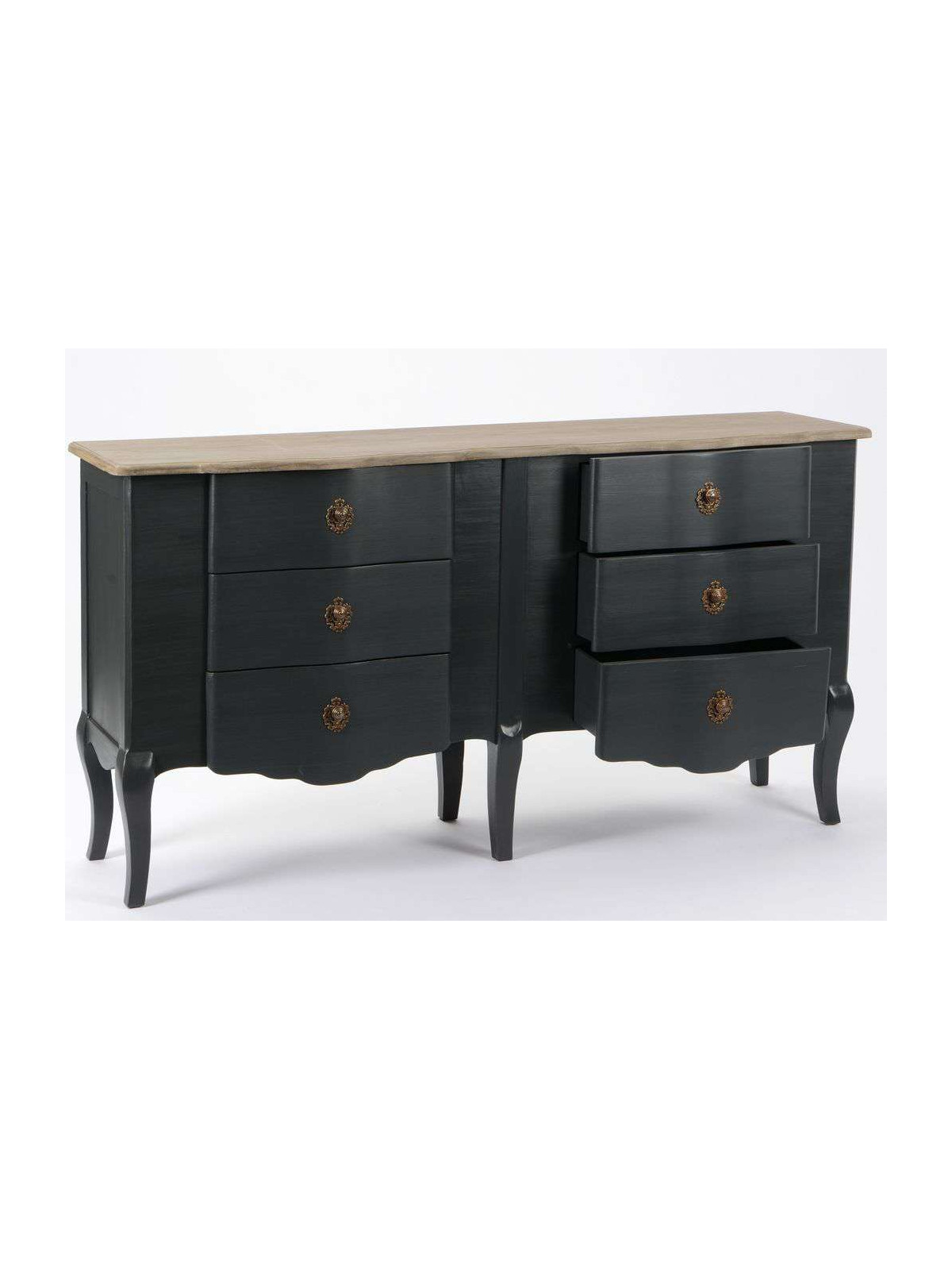 Commode longue baroque grise 