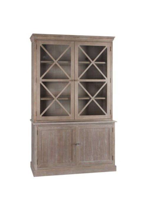 Vaisselier bois cérusé 2 portes vitrées