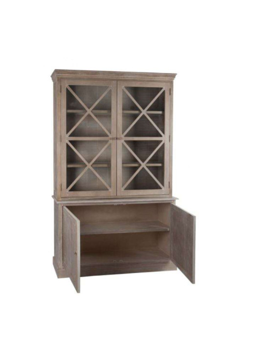 Vaisselier bois cérusé 2 portes vitrées