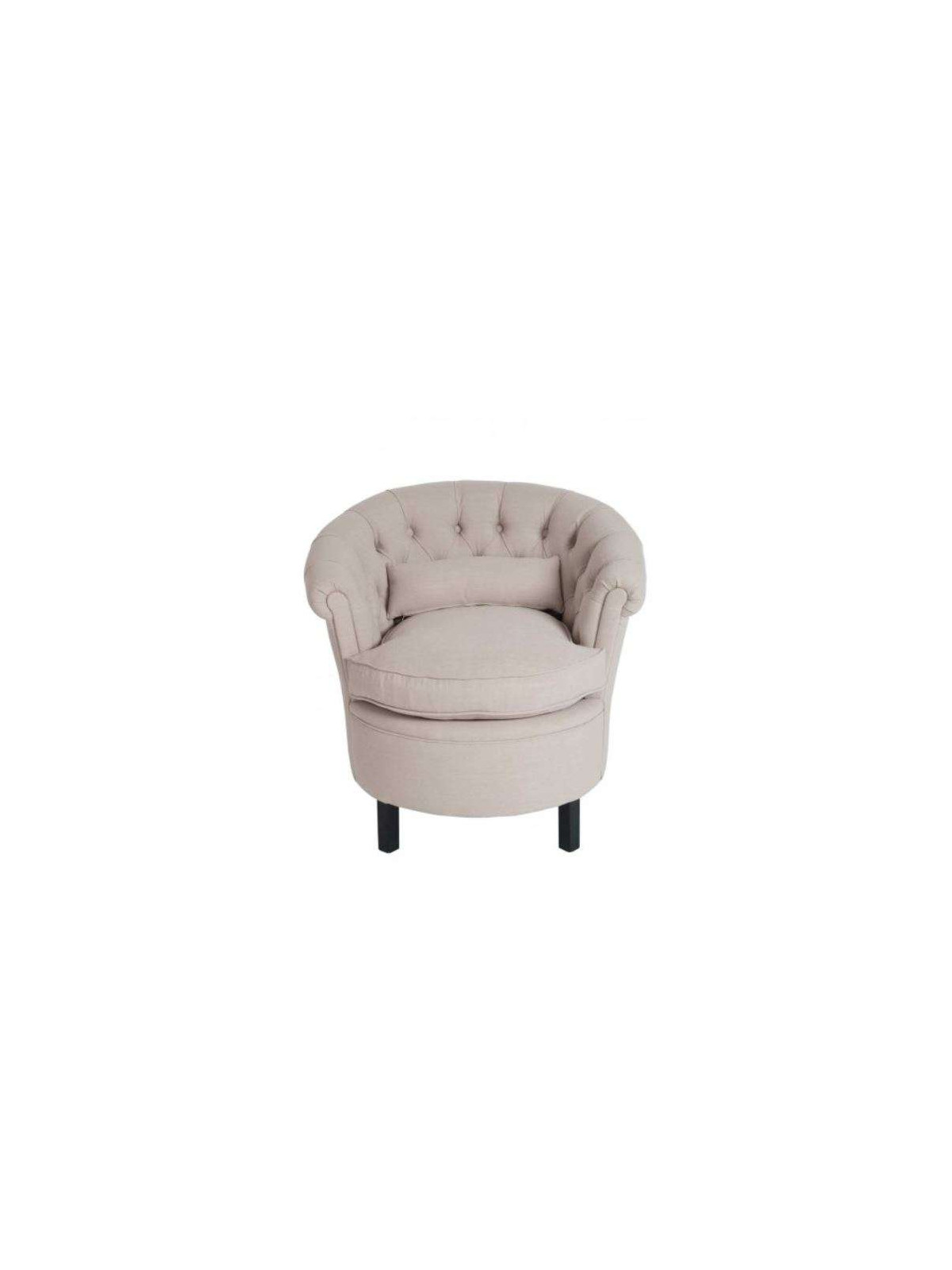 Petit fauteuil rond capitonné lin