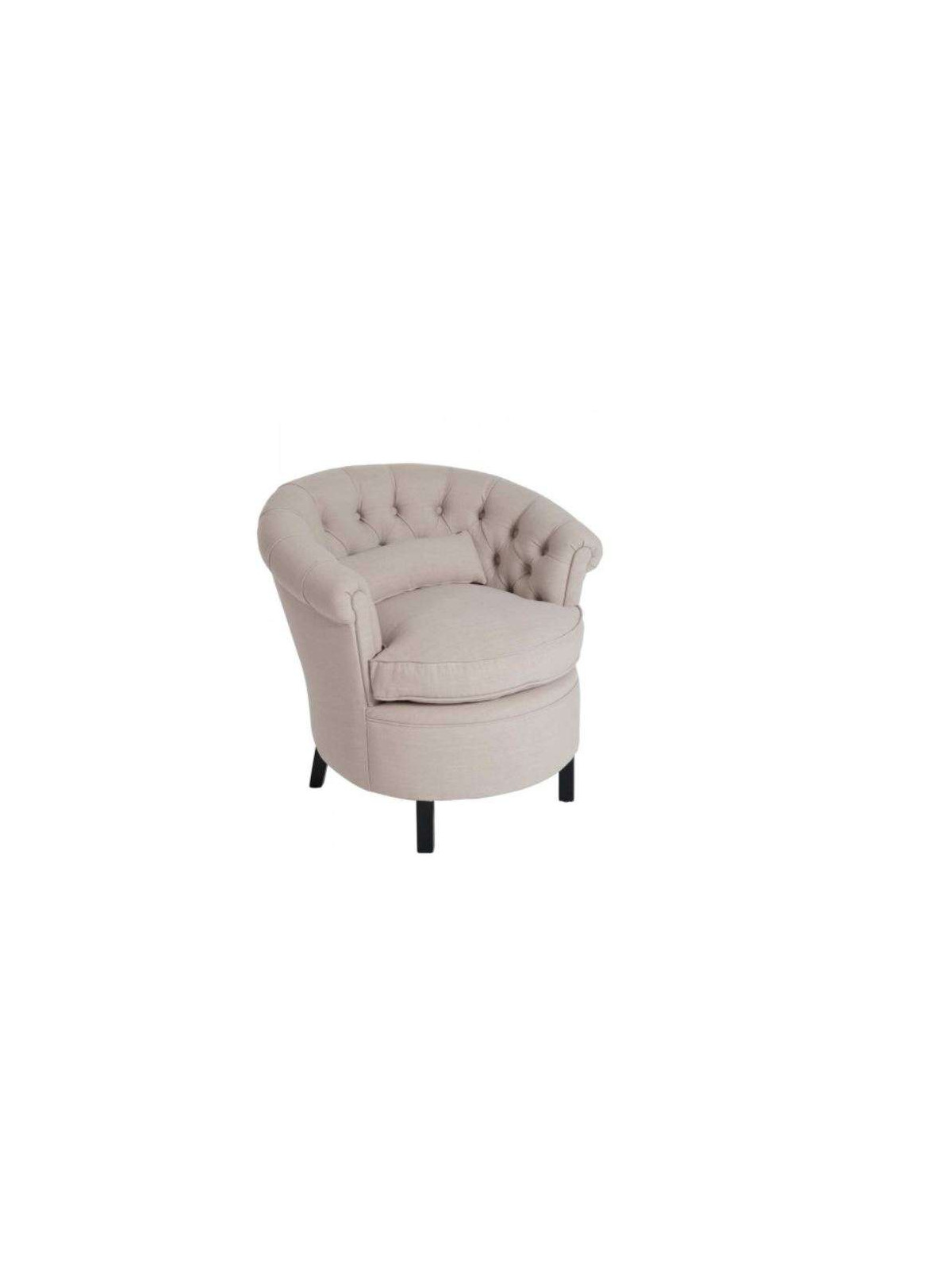 Petit fauteuil rond capitonné lin