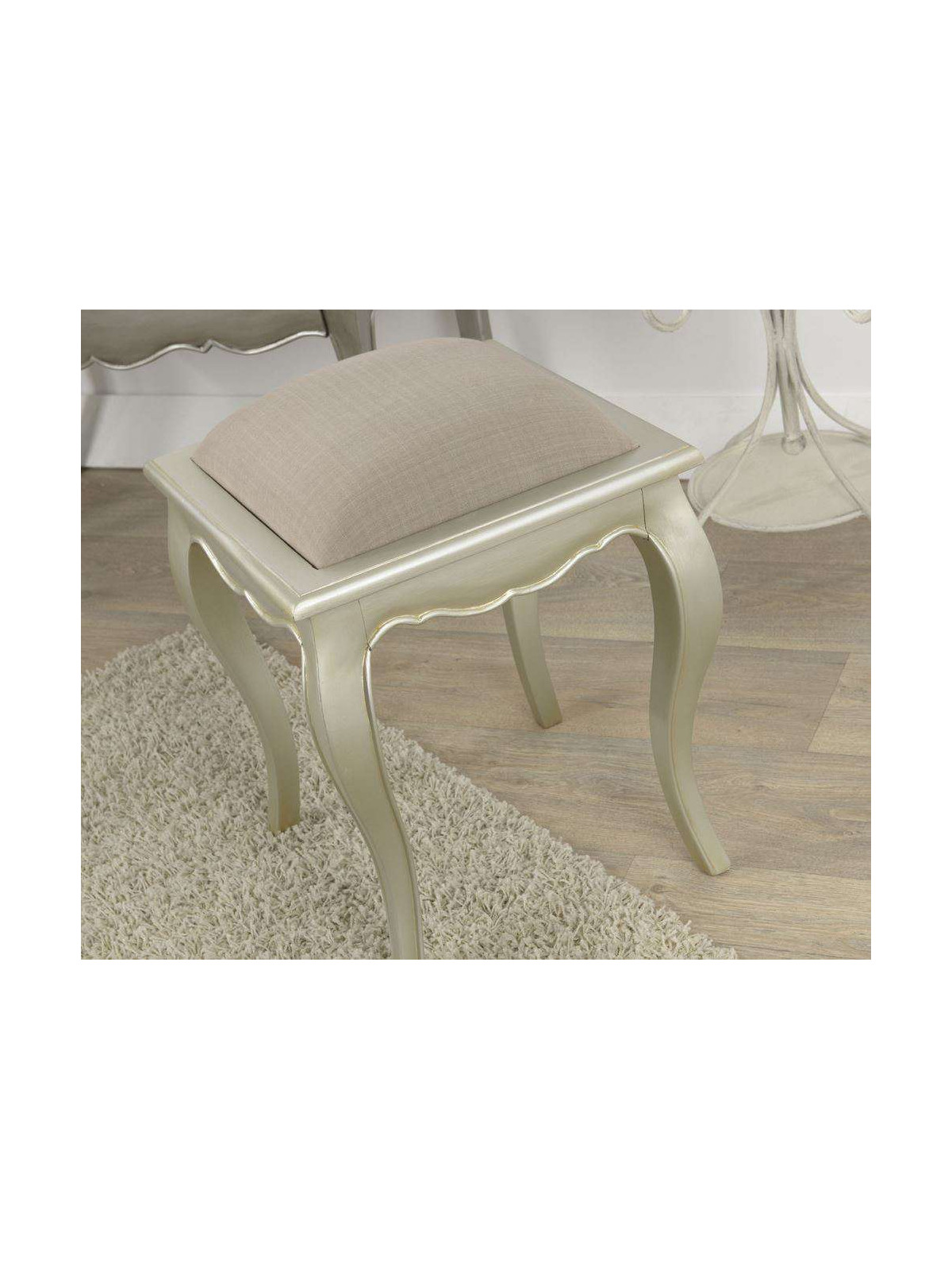 Tabouret de coiffeuse argent doré