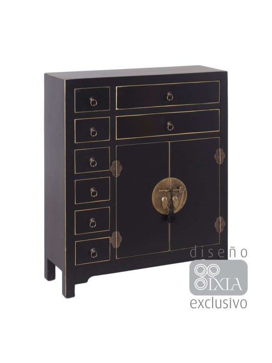 Buffet chinois noir 8 tiroirs Buffet chinois noir 8 tiroirs