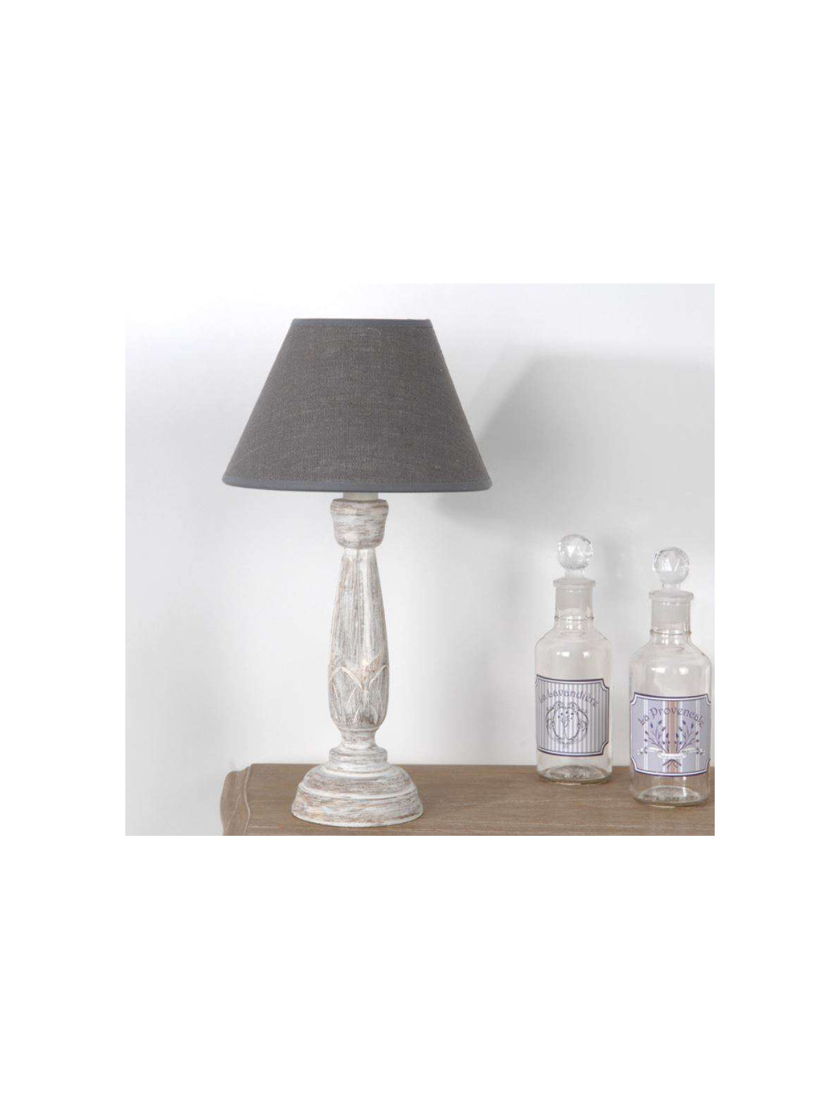 Lampe cérusé abat jour gris corolla