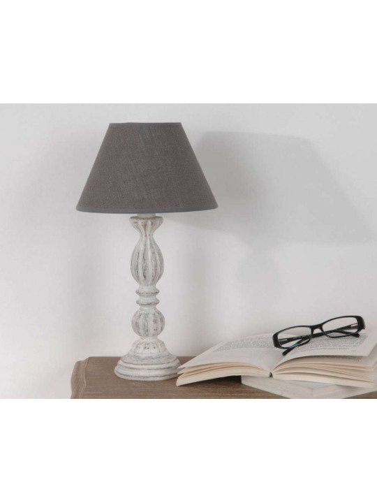 Lampe cérusée abat jour gris Agnès