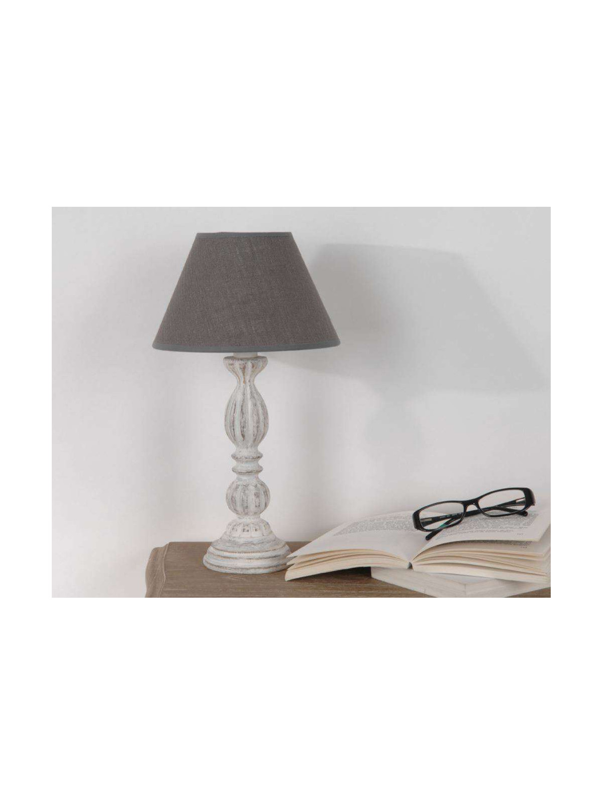 Lampe cérusée abat jour gris Agnès
