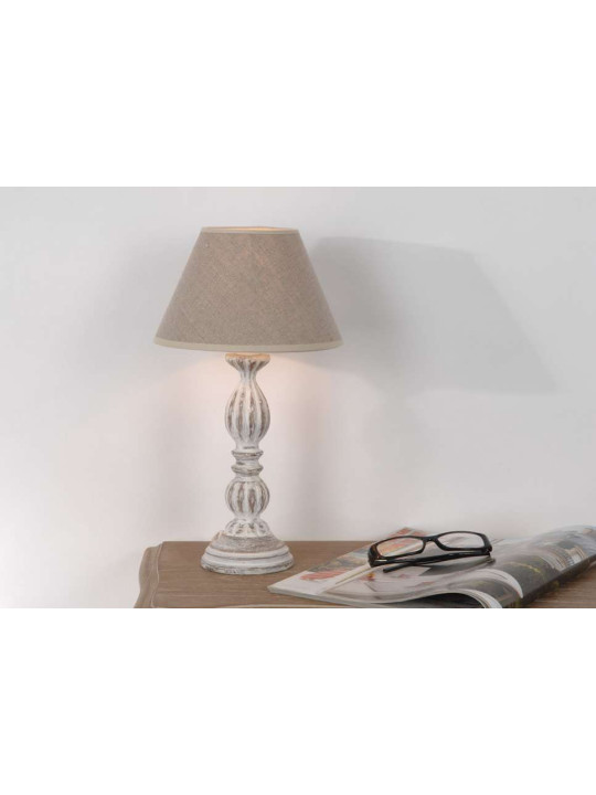 Lampe cérusée abat jour beige Agnès