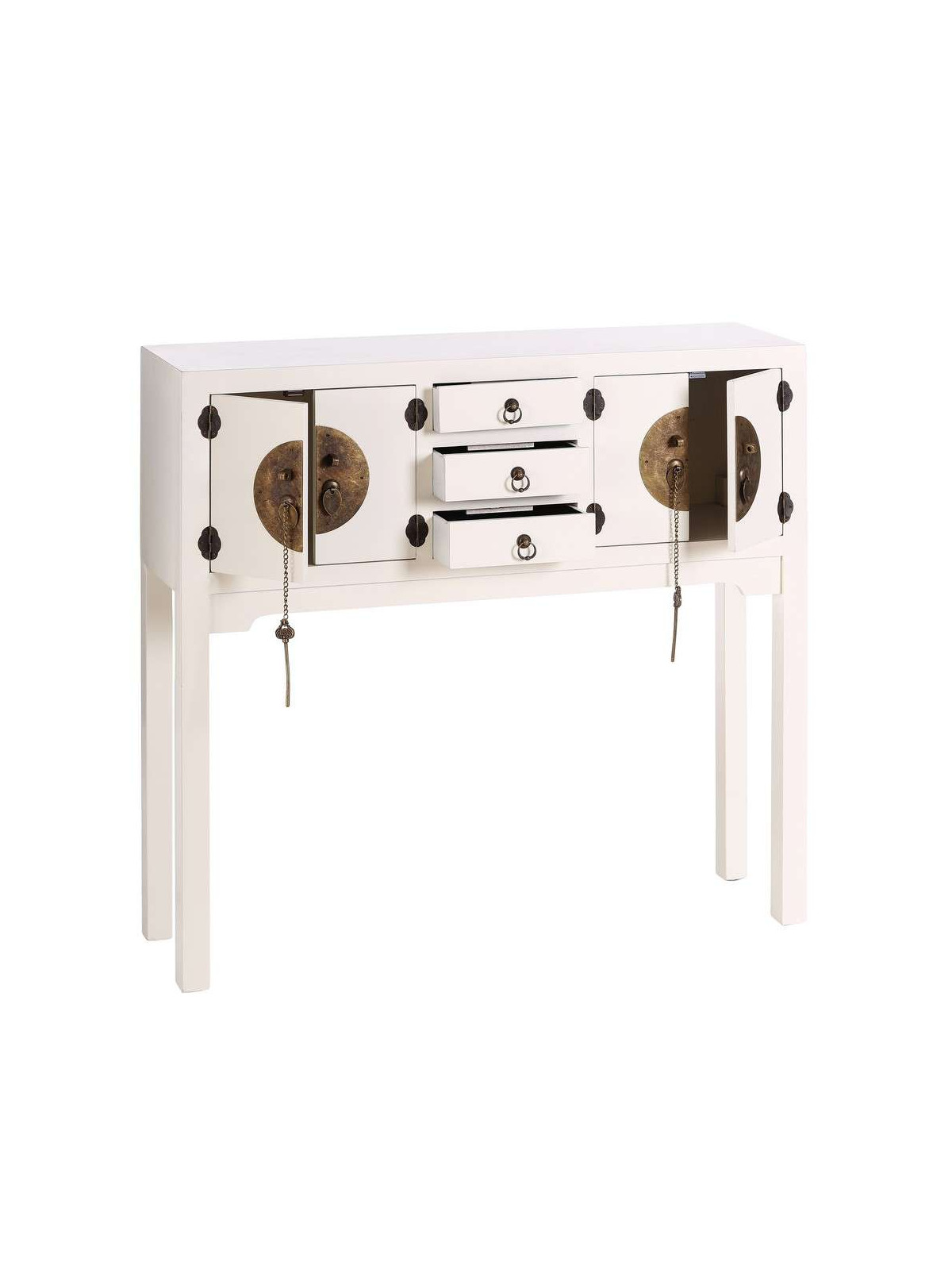 Console chinoise blanche 4 portes