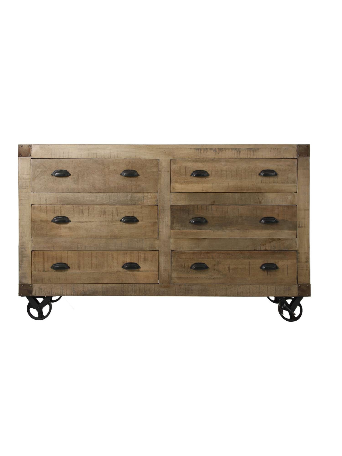 Buffet de salon industriel sur roues 