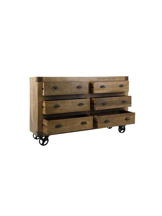 Buffet de salon industriel sur roues 