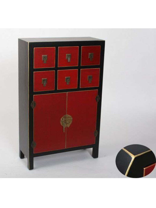 Meuble de ement japonais rouge et noir
