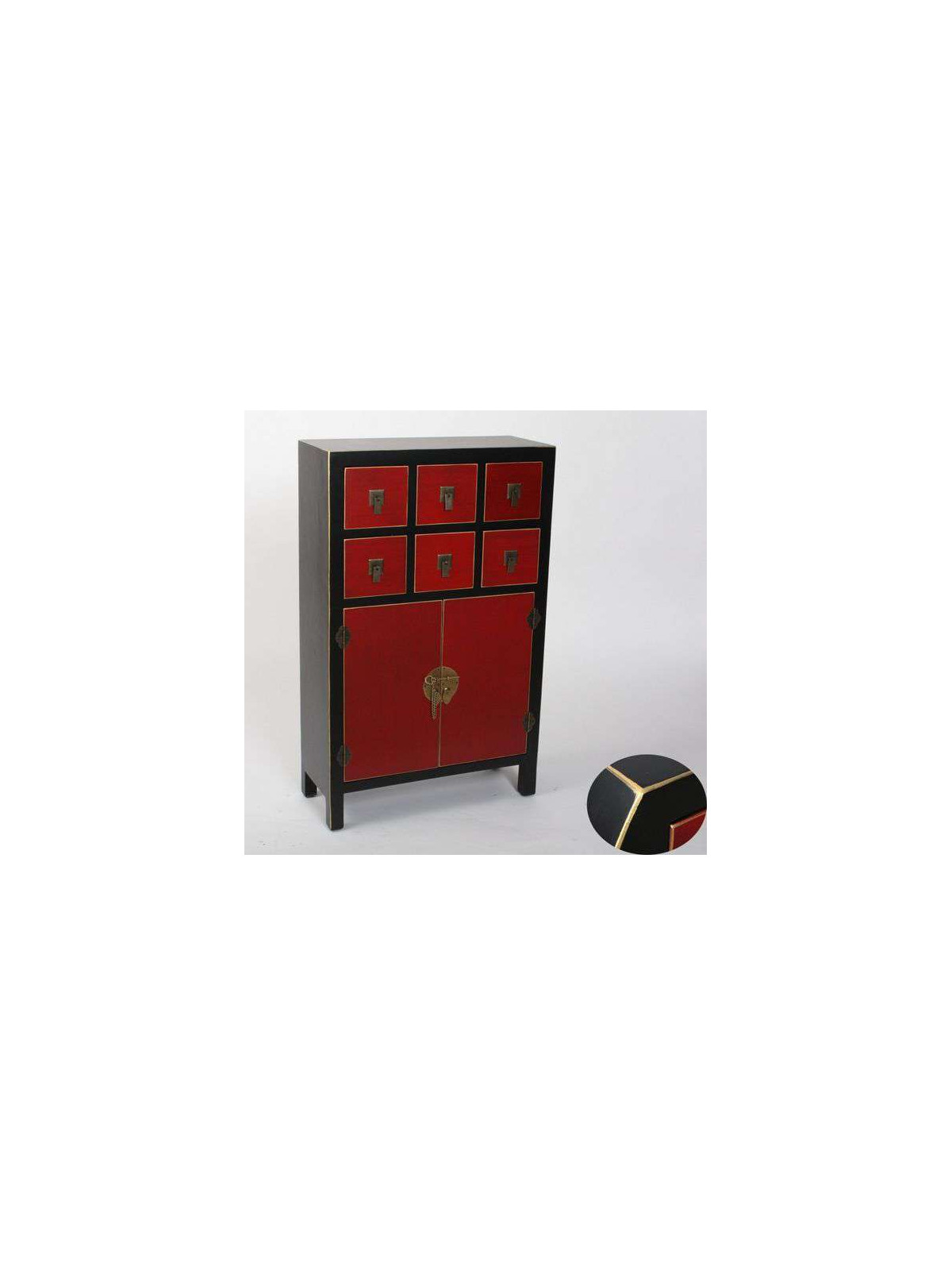 Meuble de ement japonais rouge et noir