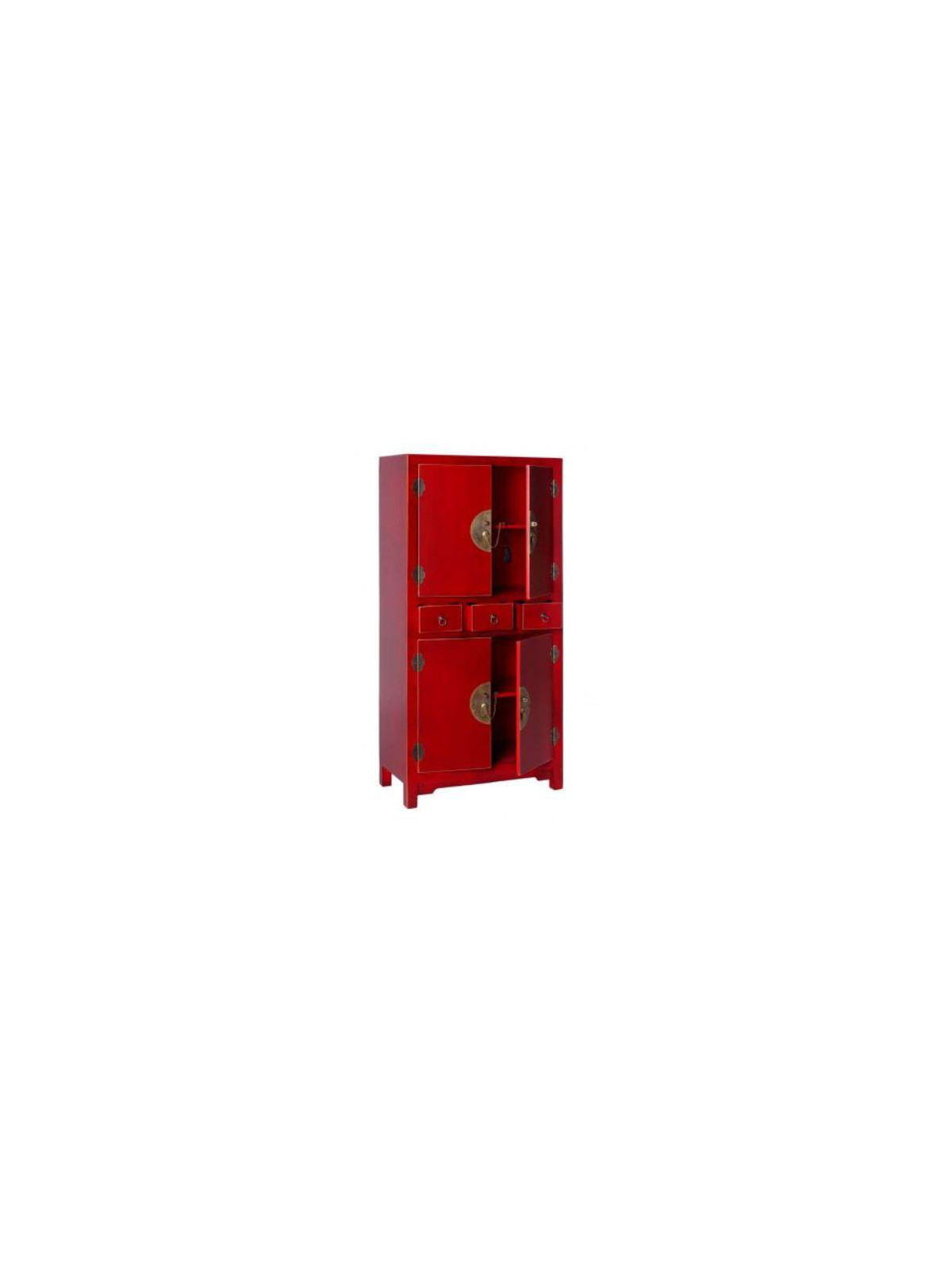 Armoire chinoise 4 portes rouge 