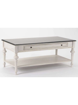 Table basse grise patinée en 2 tons