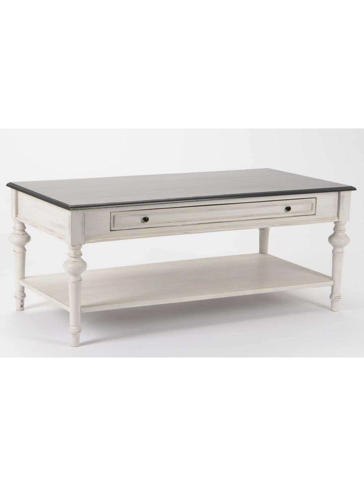 Table basse grise patinée en 2 tons