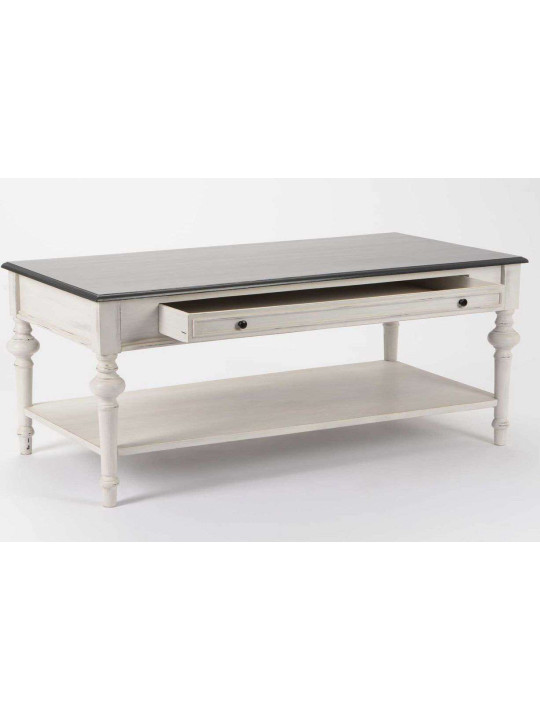 Table basse grise patinée en 2 tons