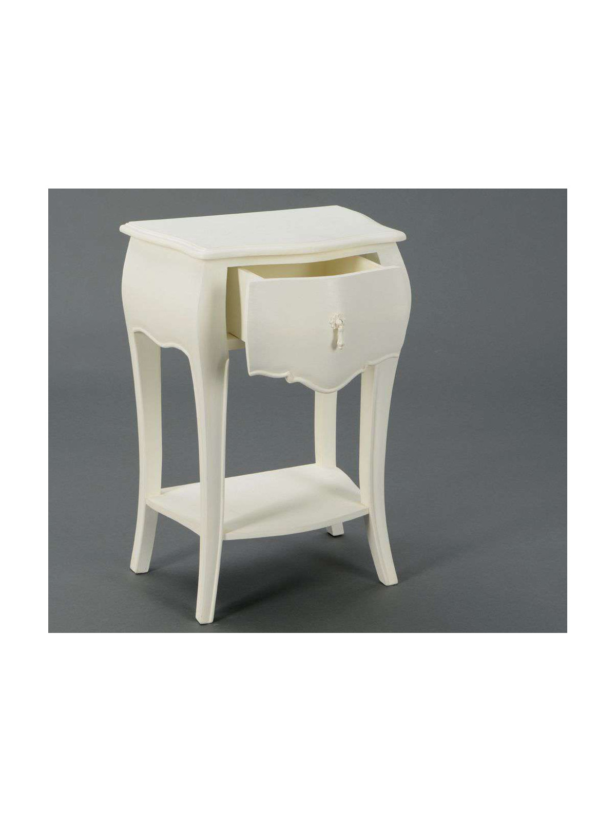 Table de nuit baroque blanche 1t 