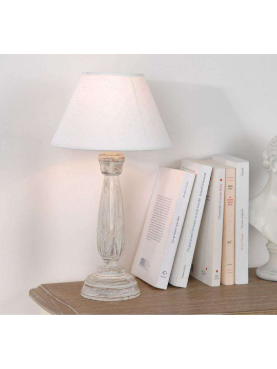 Lampe cérusée abat jour beige corolla