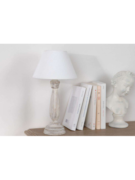 Lampe cérusée abat jour beige corolla