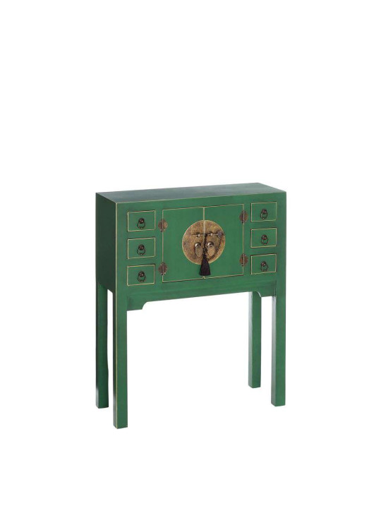 Petite console chinoise verte 1 porte Petite console chinoise verte 1 porte