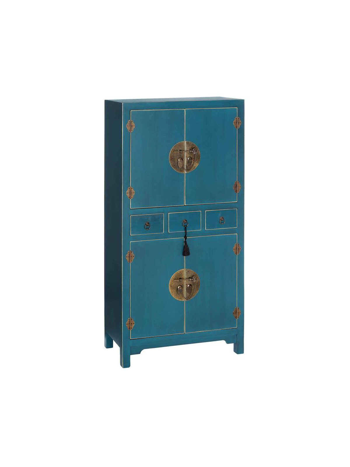Armoire chinoise 4 portes bleue