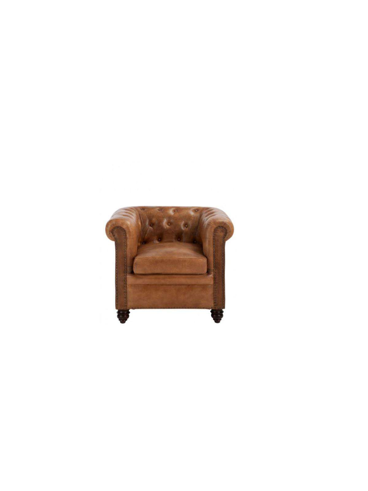 Fauteuil Chesterfield cuir capitonné