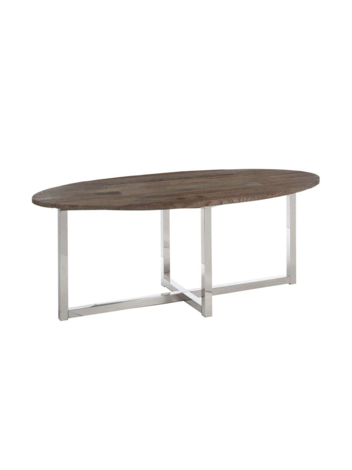 Table ovale moderne bois et acier