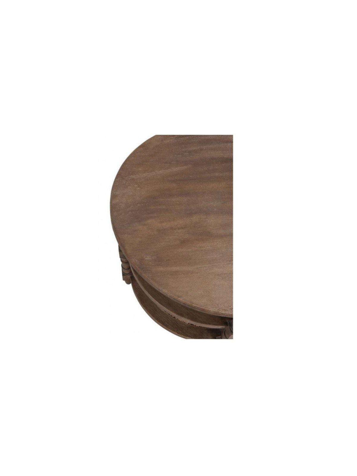 Table salon ronde bois cérusé avec cannage