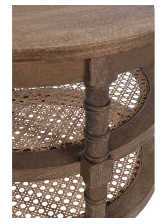 Table salon ronde bois cérusé avec cannage