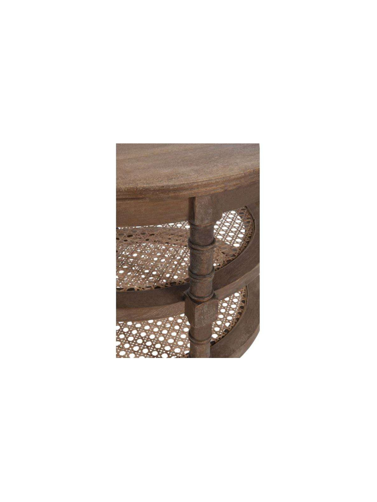 Table salon ronde bois cérusé avec cannage