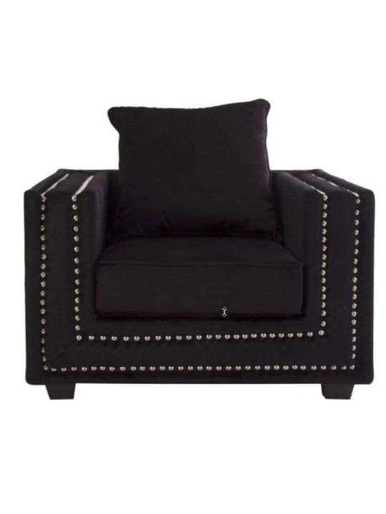 Fauteuil de salon large velours noir