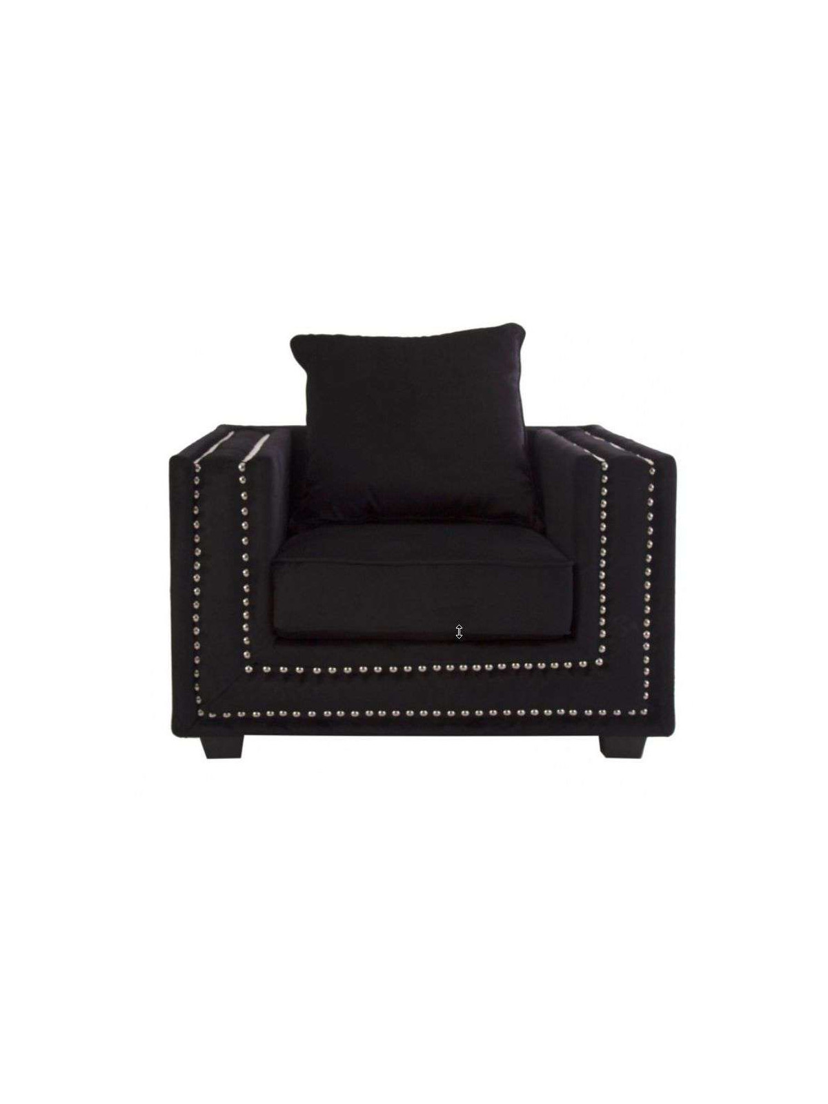 Fauteuil de salon large velours noir