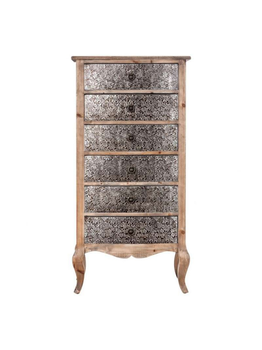Chiffonnier métal argenté et bois 