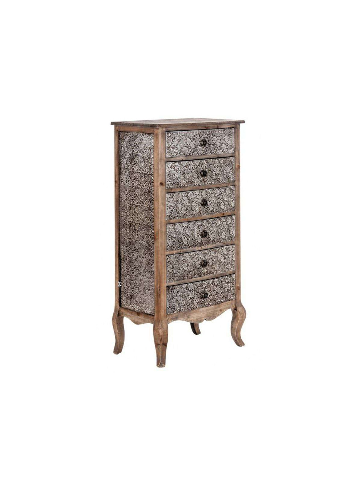 Chiffonnier métal argenté et bois 