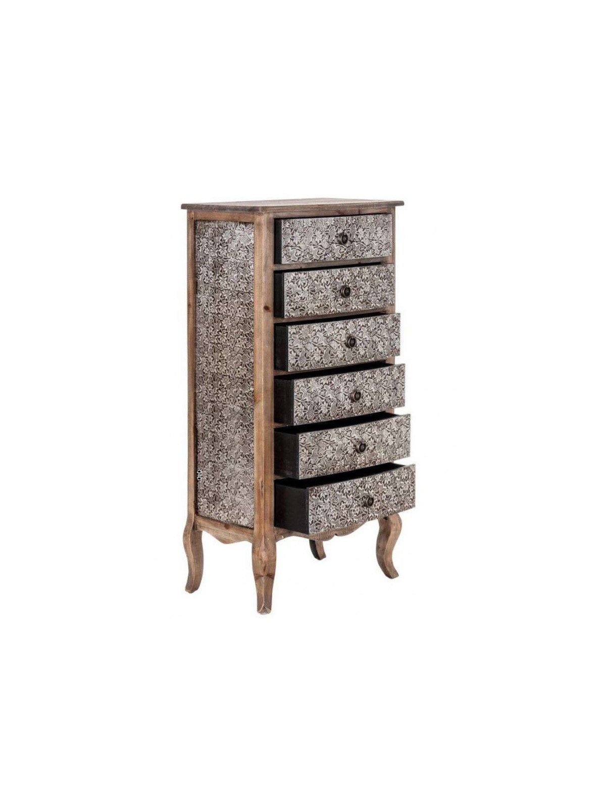 Chiffonnier métal argenté et bois 